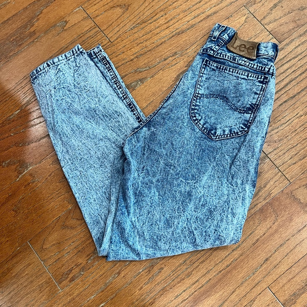 Grunge Acid Wash high waist Y2K vintage Lee Mom Jeans-8